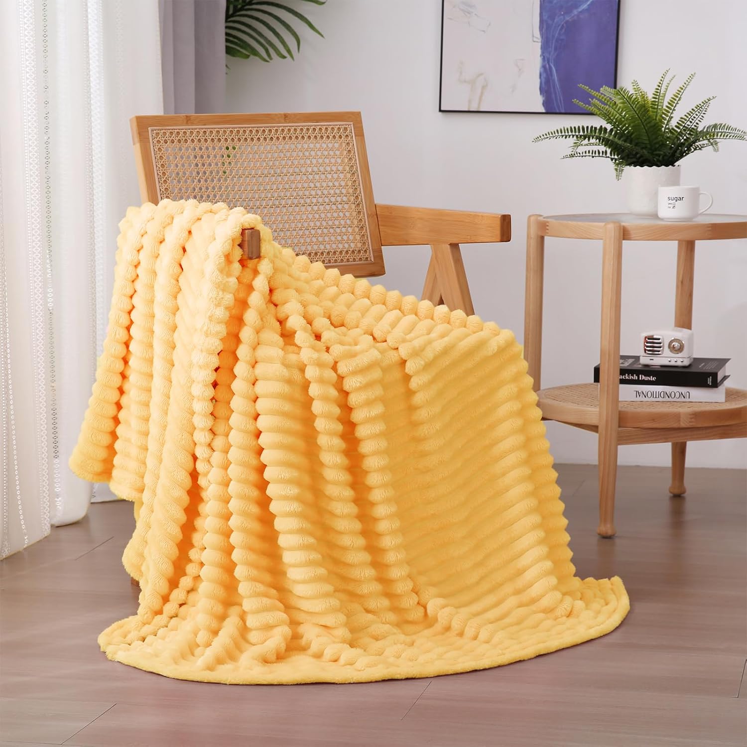 Sage Green Fleece Throw Blanket 50”×60” for Couch Sofa Bed,Super Soft Cozy Plush Microfiber Flannel Blanket with Stripes Design Lightweight for Adults,Woman,Girls