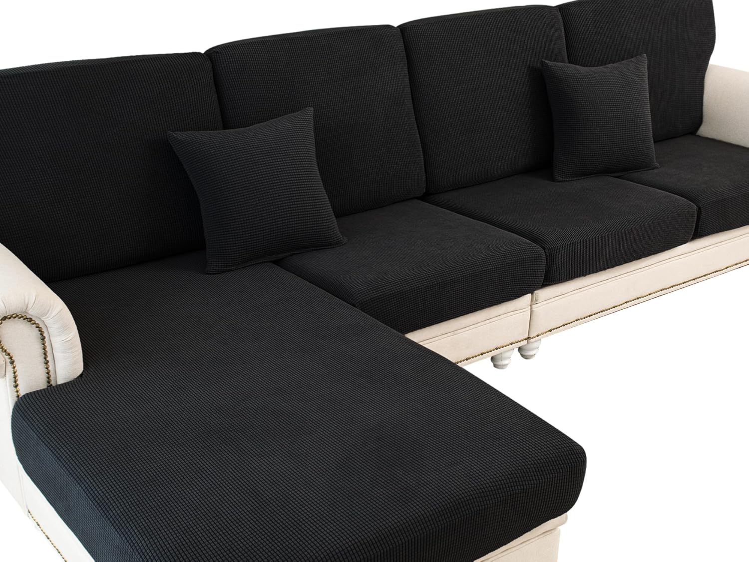 Couch Cushion Covers Seat Cushion Cover Stretch Couch Cover Separate Sectional Sofa Slipcovers Furniture Protector(3 Pieces for Seat or Sofa Backrest, Dark Grey)