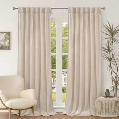 Green Velvet Curtains 84 Inch Length, Thermal Insulated Blackout Curtains Room Darkening Drapes with Back Tab and Rod Pocket for Living Room/French Door, Set of 2 Panels, 52 x 84 Inch