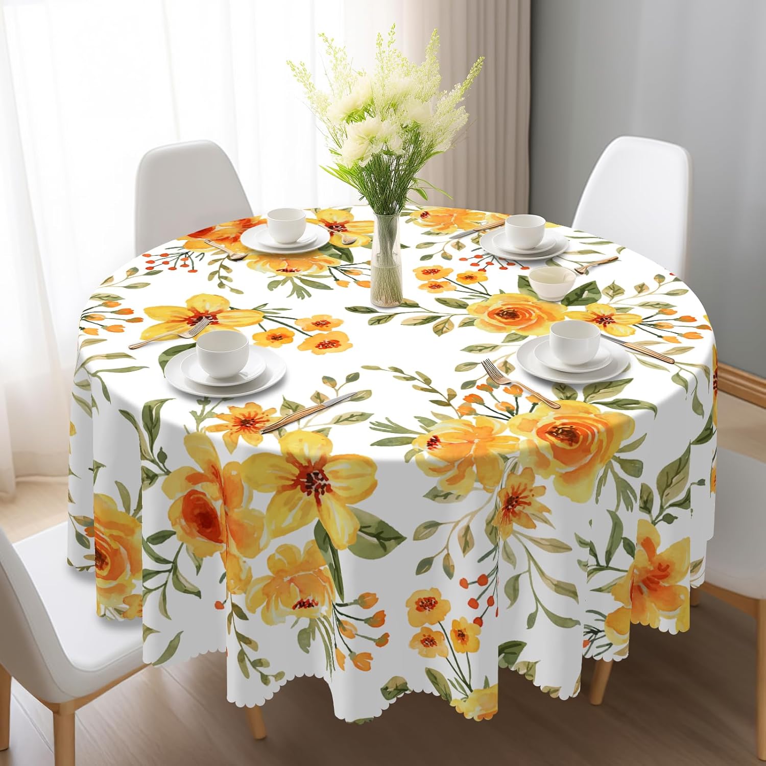 Bohemia Round Tablecloth,Tablecloth Waterproof and Wrinkle-Free, Boho Table Covers, Summer Decorations for Home 60inch