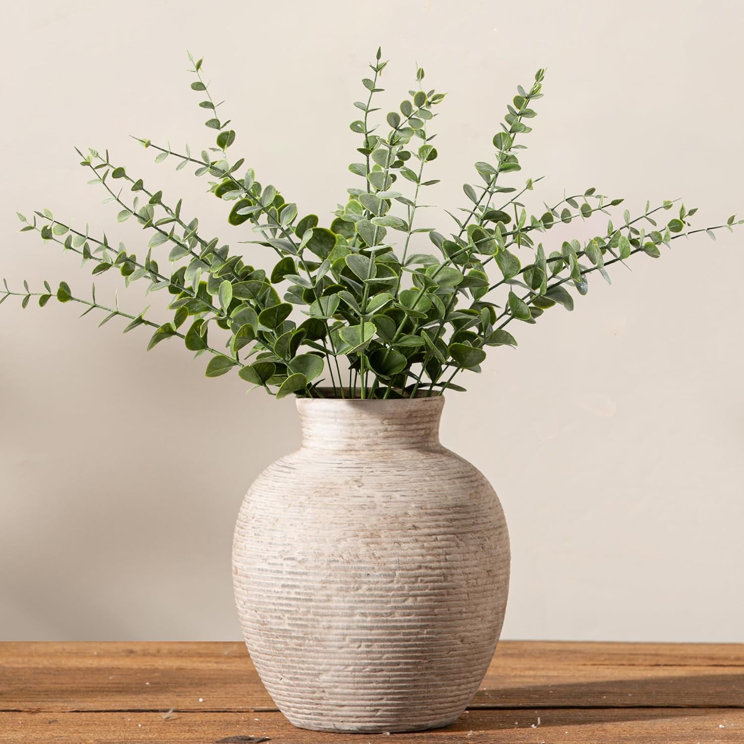 Ceramic Flower Vase Home Decor - Large Farmhouse Table Vases Rustic Vintage Living Room Kitchen Bedroom Decorations for House Book Shelf Office Coffee Desk Dining Fireplace (9" Rustic)
