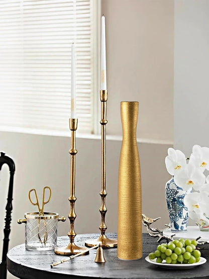 Tall Gold Vase, 16.5 Inch Skinny Flower Vases, Handmade Ceramic Vase Modern Minimalist Style for Living Room,Home,Office,Centerpiece,Table,Wedding Party