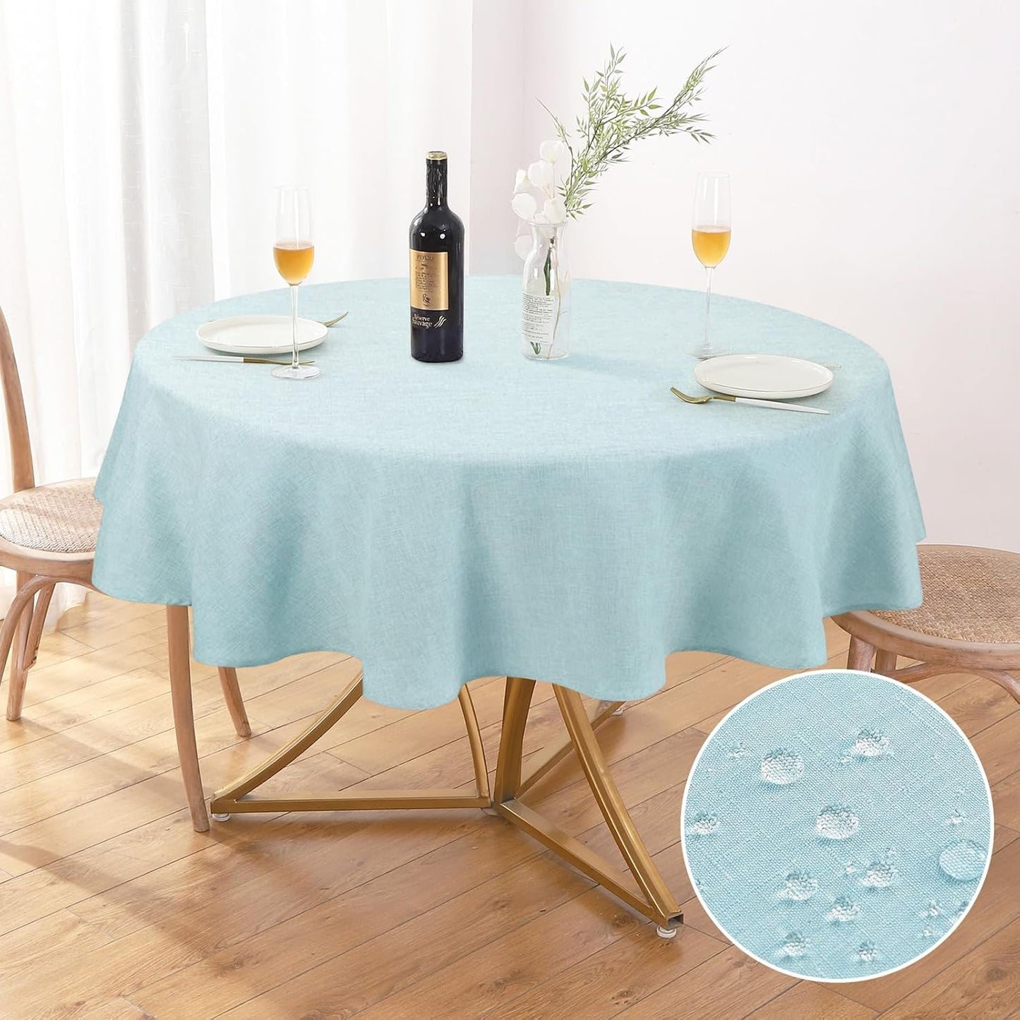 Textured Polyester Tablecloth Rectangle 52x70 Waterproof Spill-Proof Wipeable Table Cloth Wrinkle Free Dining Table Cover for Birthday Farmhouse Spring Tablecloths Up to 36‘'X54''