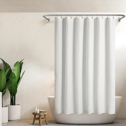 Design Waffle Weave White Shower Curtain Hotel Luxury Quality, Fabric Shower Curtains for Bathroom, Pique Pattern Cloth, Water Repellent and Machine Washable, Standard Size 71" x 72"