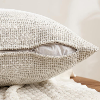 MIULEE Pack of 4 Couch Throw Pillow Covers 18x18 Inch Neutral Soft Decorative Chenille Pillow Covers Farmhouse Boho Cushion Covers for Mid Century Modern Spring Home Decor Sofa Bedroom Living Room