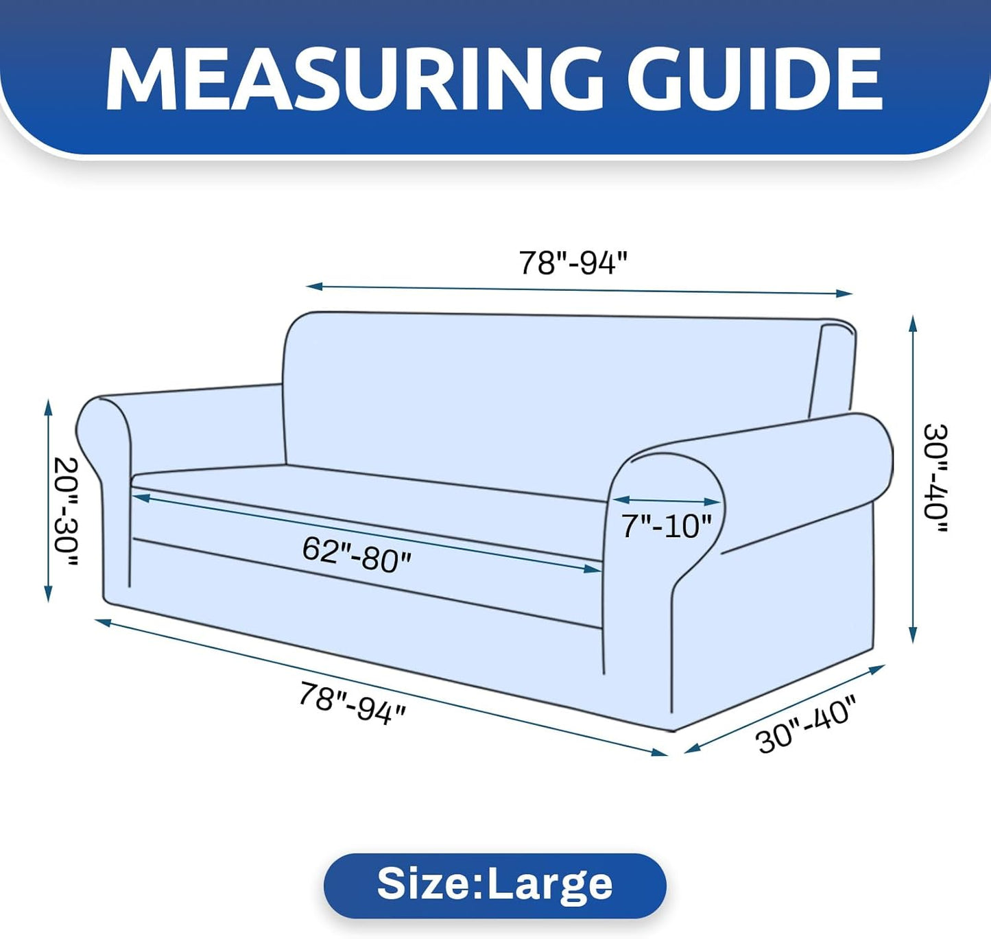 Stretch Sofa Cover Slipcover ，Couch Covers for 3 Cushion Couch Sofa pet Friendly (78"-94") Furniture Protector Sofa with Elastic Bottom for Kids,Dog, Jacquard Small Checked(Large,Black)