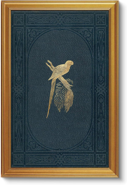 Vintage Gold Framed Wall Art, Sketch Birds Canvas Painting, Cute but Exquisite Wall Decor, No Glass No Glare, Suitable for Bedside Tables, Foyer, Bookshelves,【Hummingbird】-10L x 8W