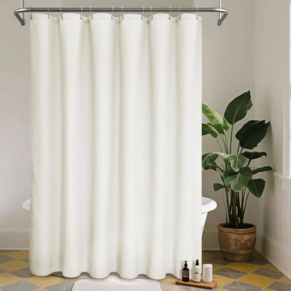 Design Waffle Weave White Shower Curtain Hotel Luxury Quality, Fabric Shower Curtains for Bathroom, Pique Pattern Cloth, Water Repellent and Machine Washable, Standard Size 71" x 72"