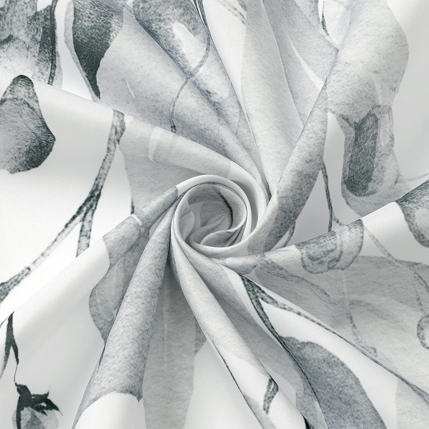 Grey Eucalyptus Shower Curtain, Watercolor Plant Leaves with Floral Bathroom Shower Curtain Set, Gray White, 72x72