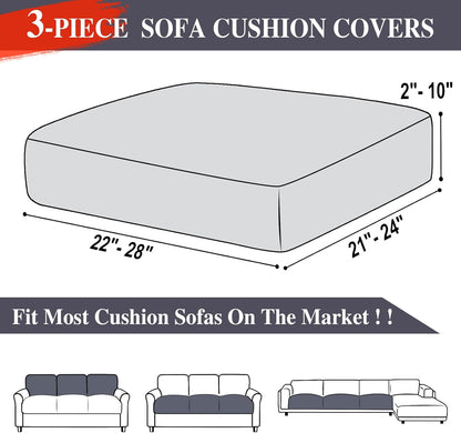 Couch Cushion Covers Seat Cushion Cover Stretch Couch Cover Separate Sectional Sofa Slipcovers Furniture Protector(3 Pieces for Seat or Sofa Backrest, Dark Grey)