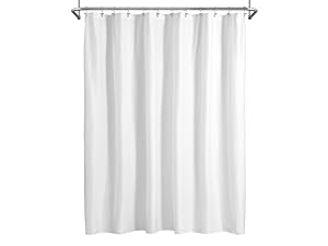 Design Waffle Weave White Shower Curtain Hotel Luxury Quality, Fabric Shower Curtains for Bathroom, Pique Pattern Cloth, Water Repellent and Machine Washable, Standard Size 71" x 72"
