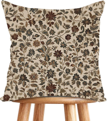 William Morris Abstract Vintage Print Floral Velvet Design Throw Pillow Covers Home Decor, Retro Art Decor Pillowcase Cushion Cover for Bed Sofa Living Room, Square 18x18inch (Black-Floral2)