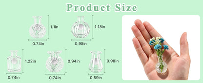 Cute Mini Vase Magnets for Fridge, Tiny Plant Glass Vases with Flowers, Magnetic Refrigerator Decor for Kitchen, Office, Locker (5 Pack)