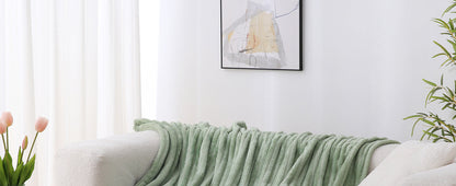 Sage Green Fleece Throw Blanket 50”×60” for Couch Sofa Bed,Super Soft Cozy Plush Microfiber Flannel Blanket with Stripes Design Lightweight for Adults,Woman,Girls