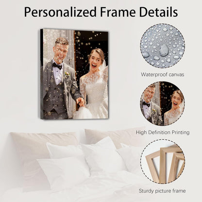 Custom Canvas Prints With Your Photos Personalized Framed Canvas Print Wall Art Home Decor Customized Canvas Picture Gifts for Couple Boyfriend Girlfriend Pet Dog Baby Family Mom Dad | 16x20 inches