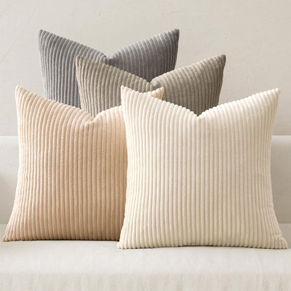 Boho Farmhouse Sage Green Throw Pillow Covers 18x18 Inch Set of 4 Mordern Nordic Cushion Covers Soft Corduroy Spring Home Decor for Couch Bed Sofa Living Room Forest Green