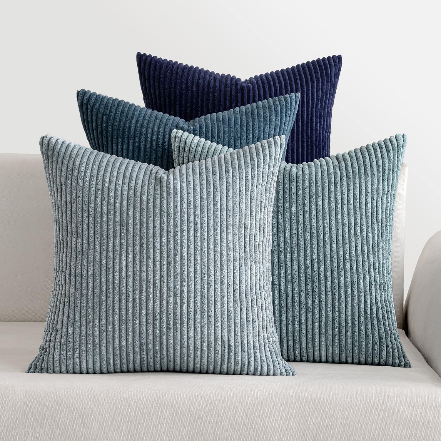 Boho Farmhouse Sage Green Throw Pillow Covers 18x18 Inch Set of 4 Mordern Nordic Cushion Covers Soft Corduroy Spring Home Decor for Couch Bed Sofa Living Room Forest Green