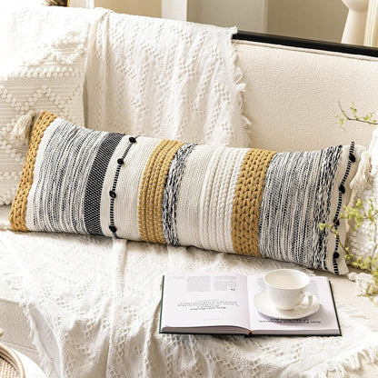 BlissBlush Coastal Blue Decorative Lumbar Pillow Cover 14x36 Boho Long Body Pillow for Bed Farmhouse Lumbar Throw Pillow for Couch Modern Accent Textured Throw Pillowcase