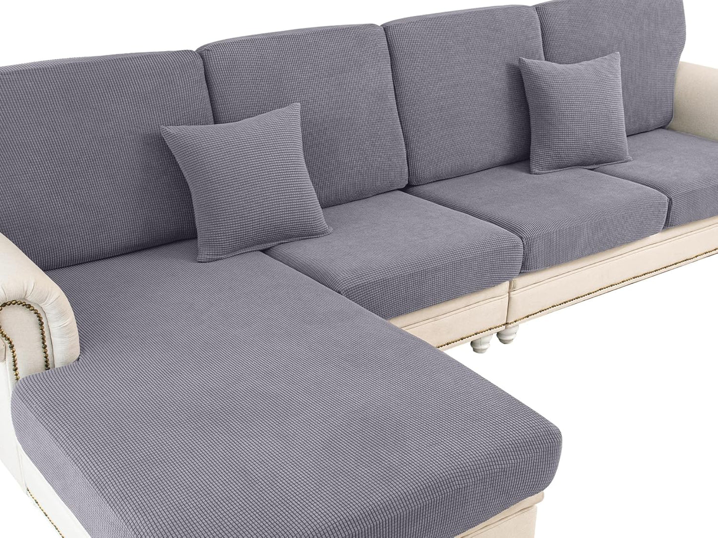 Couch Cushion Covers Seat Cushion Cover Stretch Couch Cover Separate Sectional Sofa Slipcovers Furniture Protector(3 Pieces for Seat or Sofa Backrest, Dark Grey)