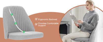 Office Chair, Comfy Desk Chair Rolling Vanity Swivel Task Chairs with Wheels, Wide Seating Armless Height Adjustable Computer Chairs for Home,Bedroom,Student,Adults, Classic Grey