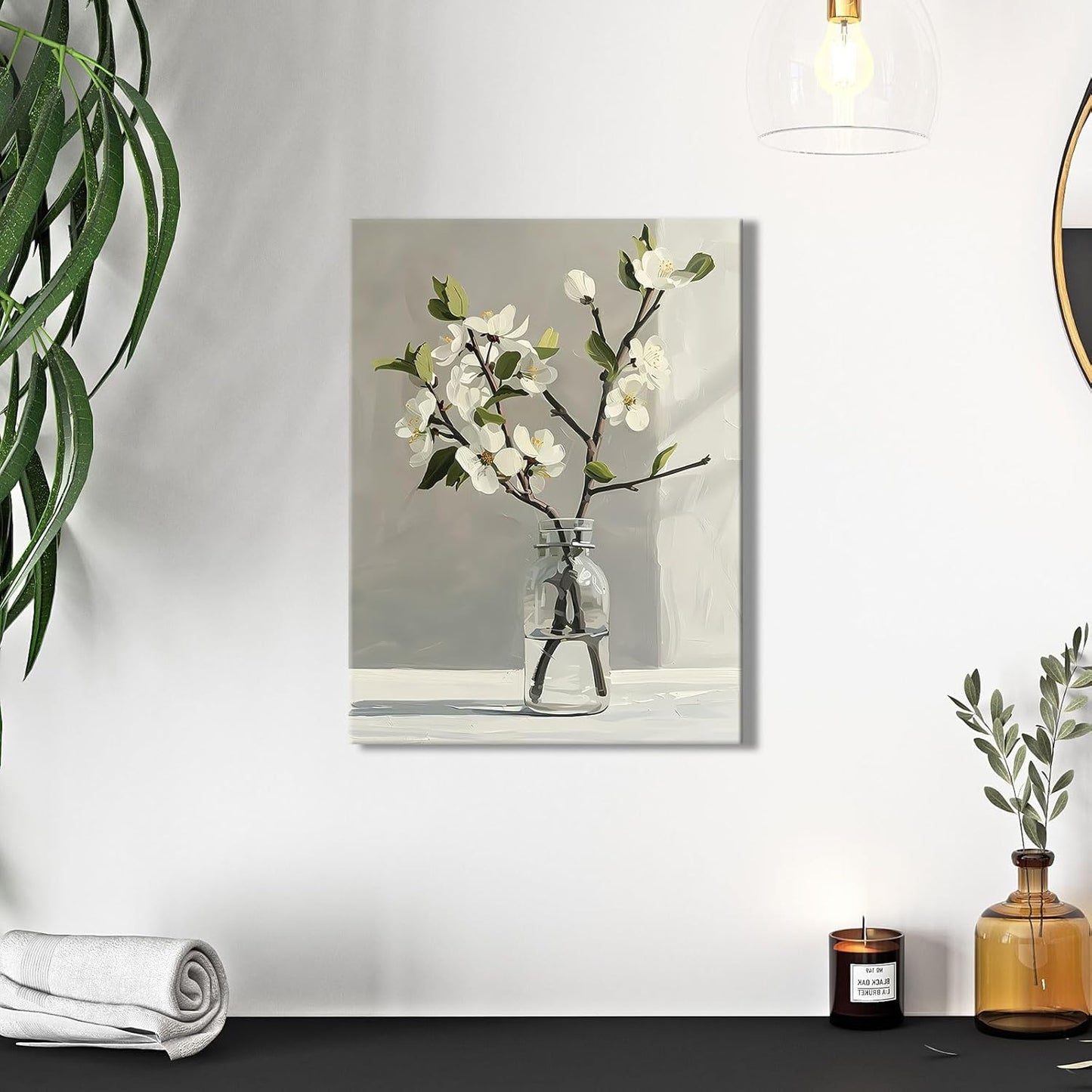 Floral Canvas Wall Art Bathroom Wall Art Pictures Wall Decor Home Decor Wall Decor for Bedroom Livingroom 12x16 Inches