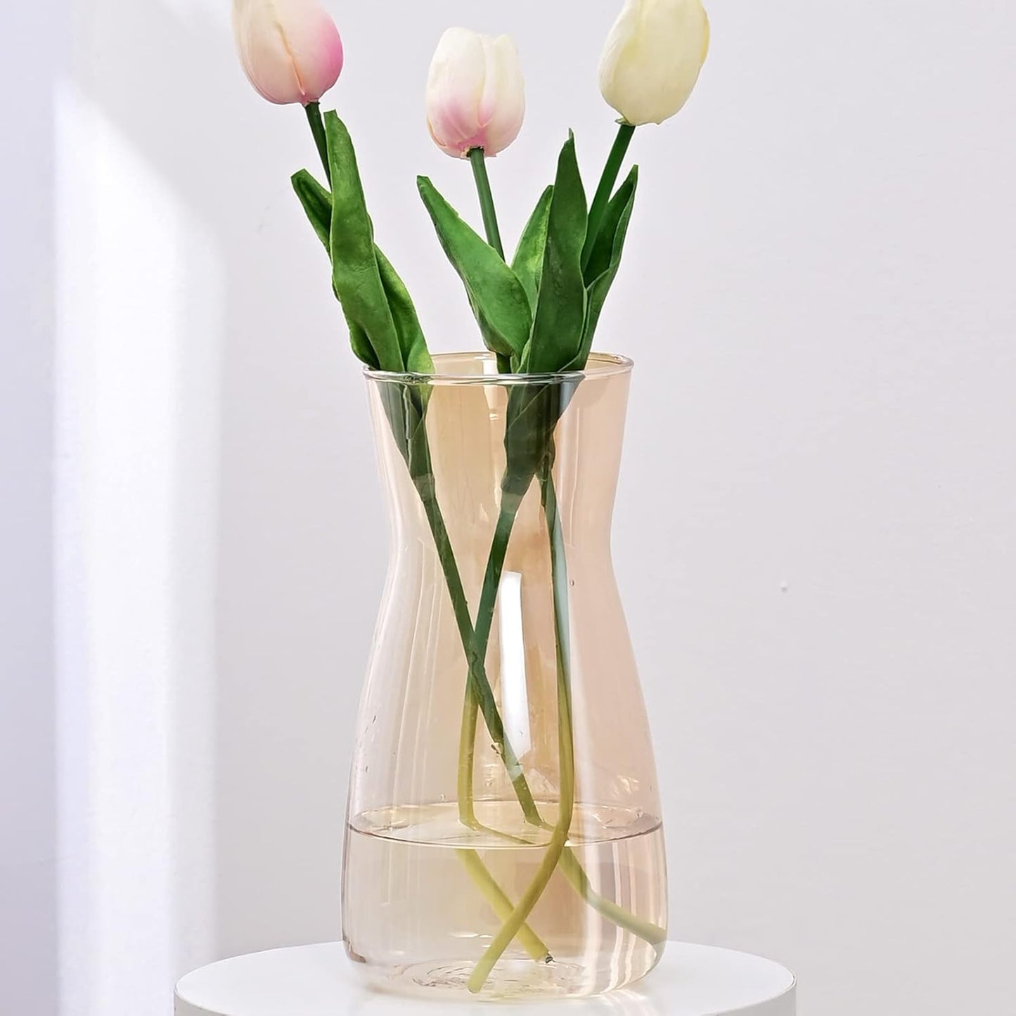 8 inch Iridescent Glass Flower Vases for Centerpiece Table Home Indoor Desk Decor,Ins Modern Boho Style Vase for Wedding Housewarming Gift