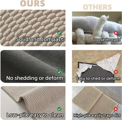 Large Bathroom Rugs Non Slip Washable Bath Rugs Super Absorbent Bathroom Rug Thin Quick Dry Low Pile Bath Mats, Beige 36"x60"