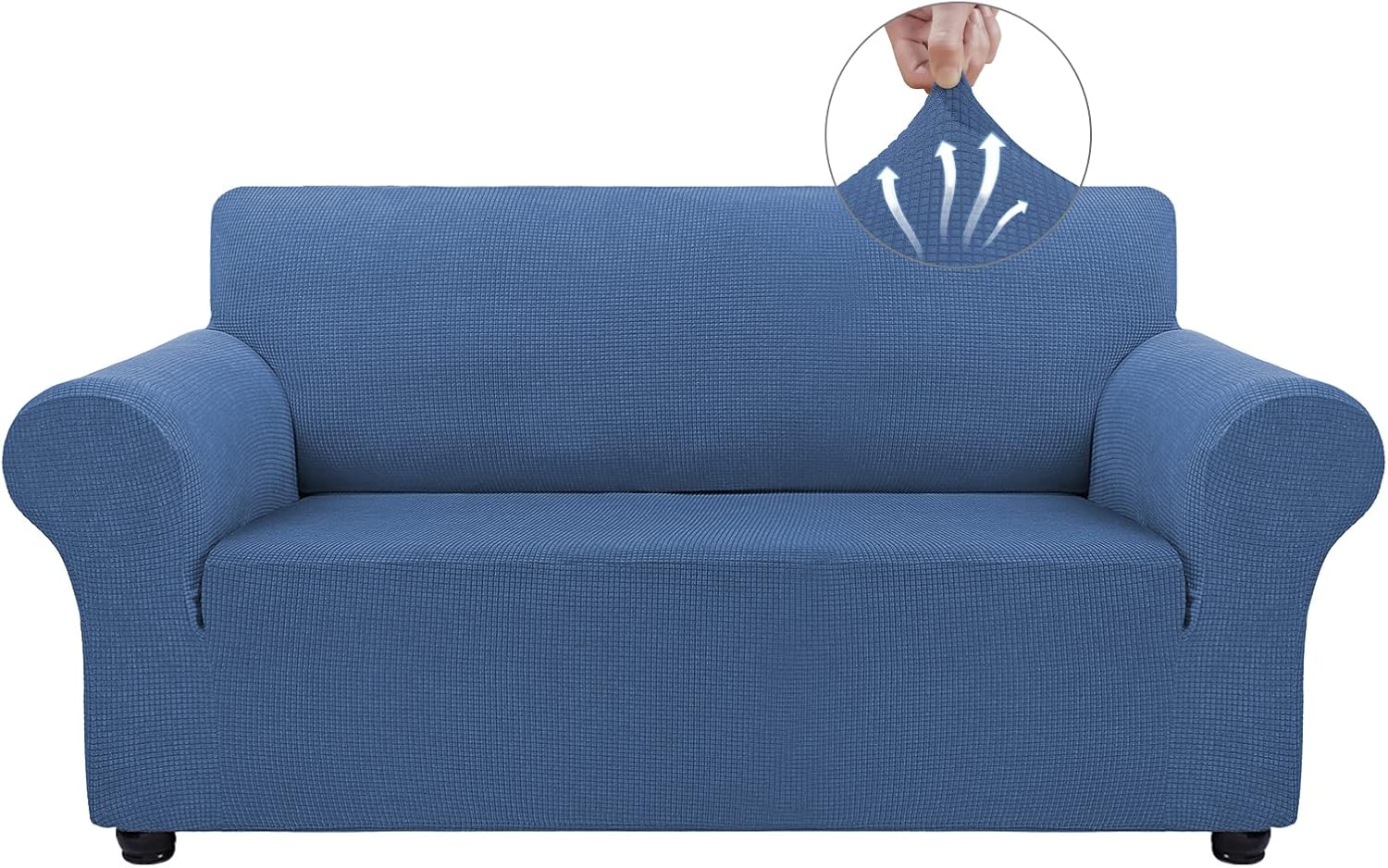 Couch Covers for 3 Cushion Couch Sofa Pet Friendly, 3 Seater Sofa Cover Washable Slipcovers Protector Furniture Covers for Dogs Spandex Jacquard Fabric Small Checks（Large，Black）