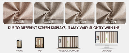 100% Blackout Linen Textured Curtains for Bedroom Solid Thermal Insulated Natural Beige Grommet Room Darkening Curtains & Drapes Luxury Decor for Living Room Nursery 52 x 84 Inch (2 Panels)