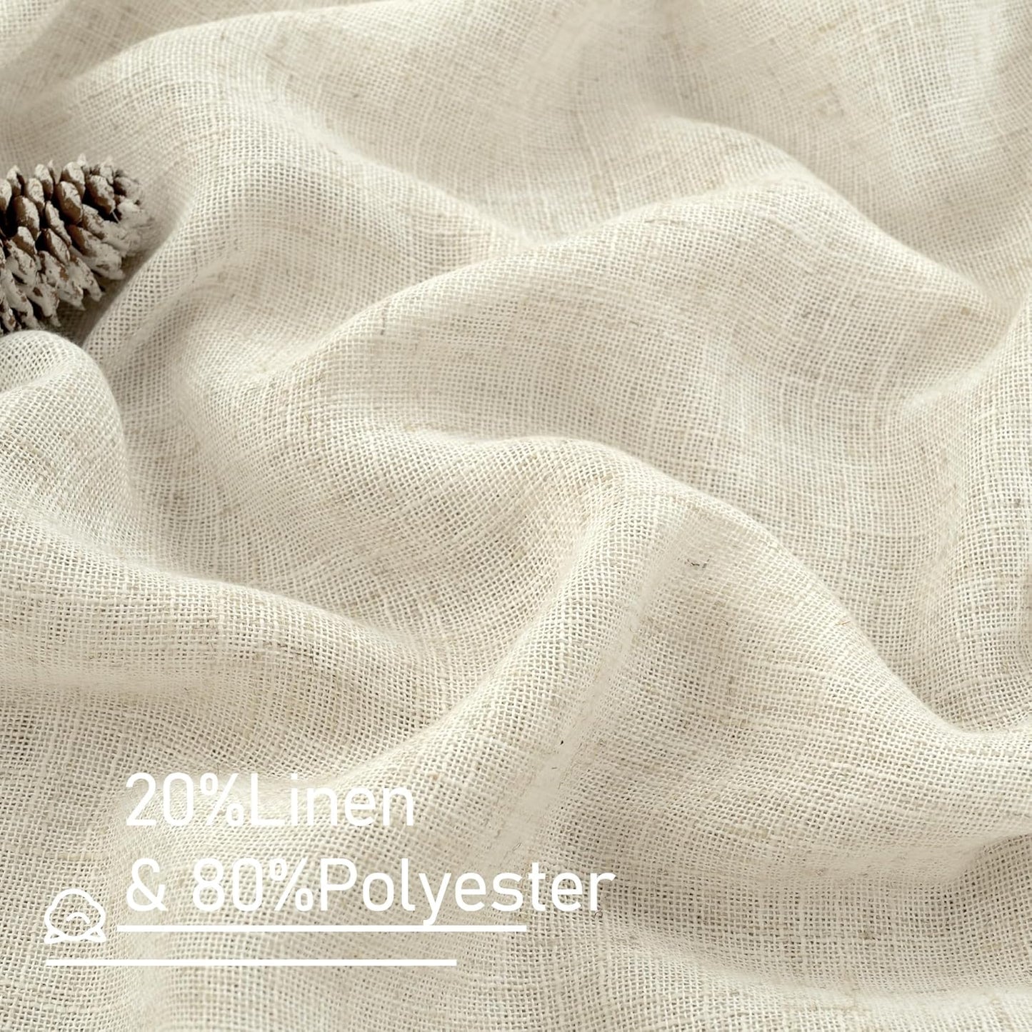 Natural Ivory Linen Semi Sheer Curtains 84 inch Length, Cream Light Filtering Soft Thick Neutral Living Room Drapes with Bronze Grommet for Bedroom/Farmhouse, 2 Panels, 52 x 84 Inch