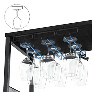 GAOMON Coffee Wine Bar Cabinet with Storage and Detachable Rack, Farmhouse Sideboard and Buffet Cabinet with Glass Holder and Mesh Door, Liquor Coffee Bar Cupboard, Black
