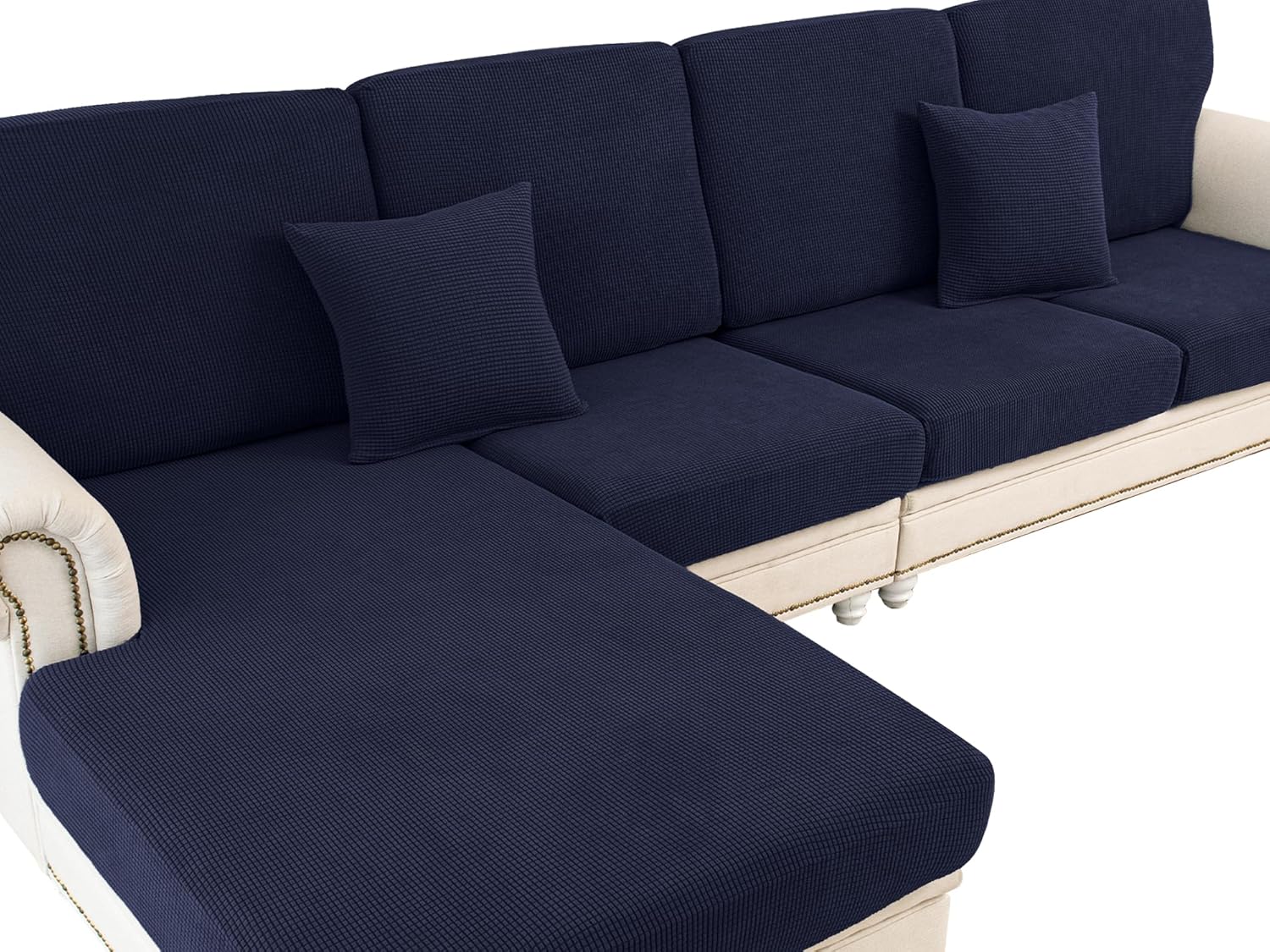 Couch Cushion Covers Seat Cushion Cover Stretch Couch Cover Separate Sectional Sofa Slipcovers Furniture Protector(3 Pieces for Seat or Sofa Backrest, Dark Grey)