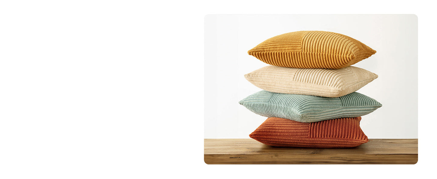 Teal Orange Decorative Throw Pillow Covers 18x18 Inch Set of 4 Boho Corduroy Striped Cushion Cases Modern Farmhouse Patchwork Pillow Cases for Couch Sofa Bedroom Home Decor