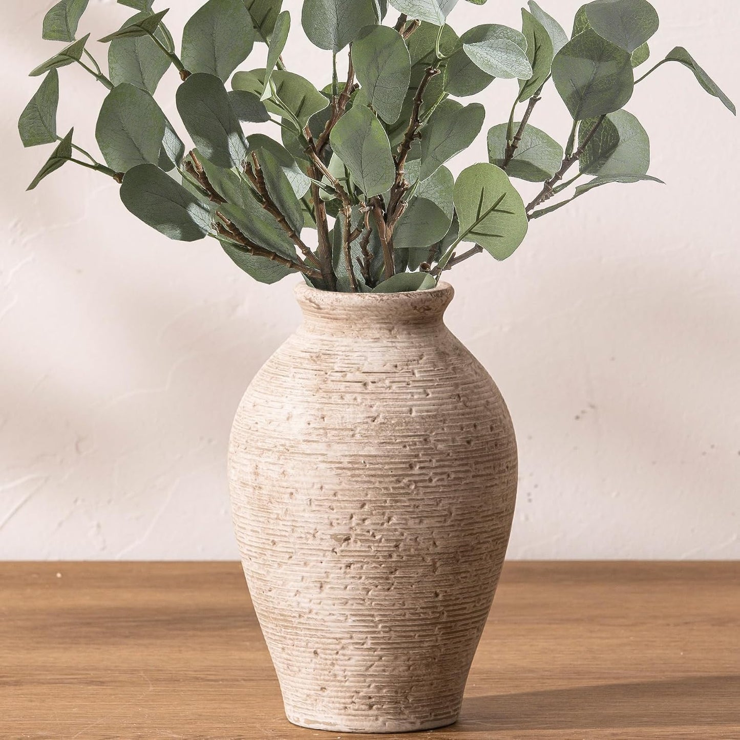 Ceramic Flower Vase Home Decor - Large Farmhouse Table Vases Rustic Vintage Living Room Kitchen Bedroom Decorations for House Book Shelf Office Coffee Desk Dining Fireplace (9" Rustic)