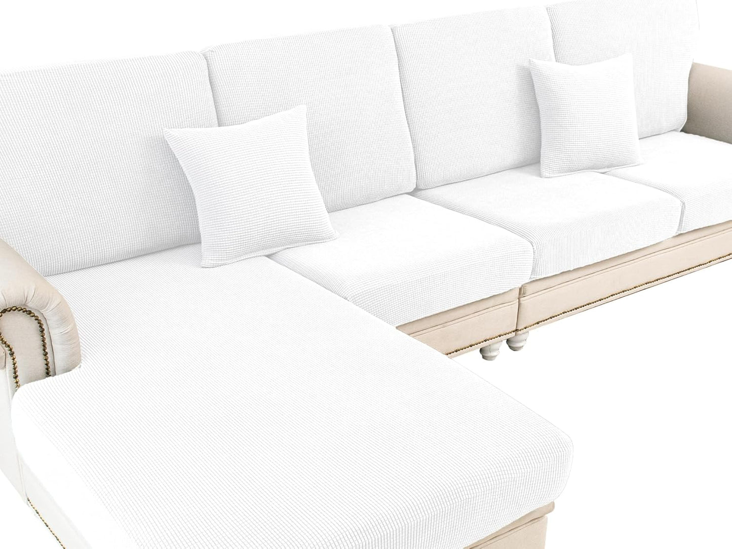 Couch Cushion Covers Seat Cushion Cover Stretch Couch Cover Separate Sectional Sofa Slipcovers Furniture Protector(3 Pieces for Seat or Sofa Backrest, Dark Grey)