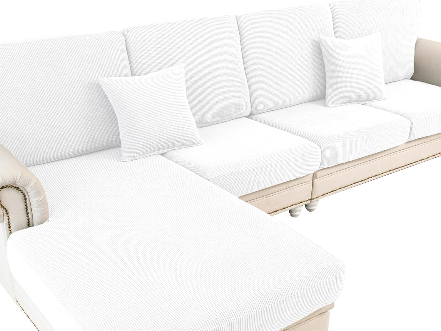 Couch Cushion Covers Seat Cushion Cover Stretch Couch Cover Separate Sectional Sofa Slipcovers Furniture Protector(3 Pieces for Seat or Sofa Backrest, Dark Grey)