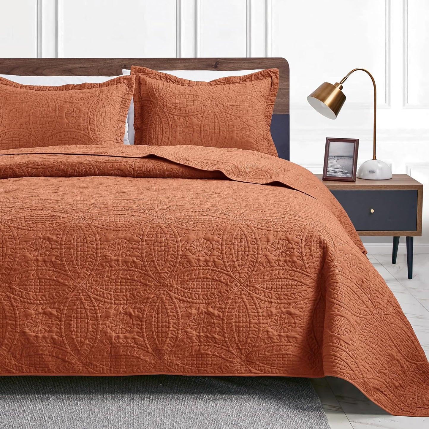 Love's cabin Quilts for Queen Bed Blue Bedspreads - Soft Bed Summer Lightweight Bedspread Comforter - Modern Style Coin Pattern Coverlet for All Season - 3 Pieces (1 Quilt, 2 Pillow Shams)