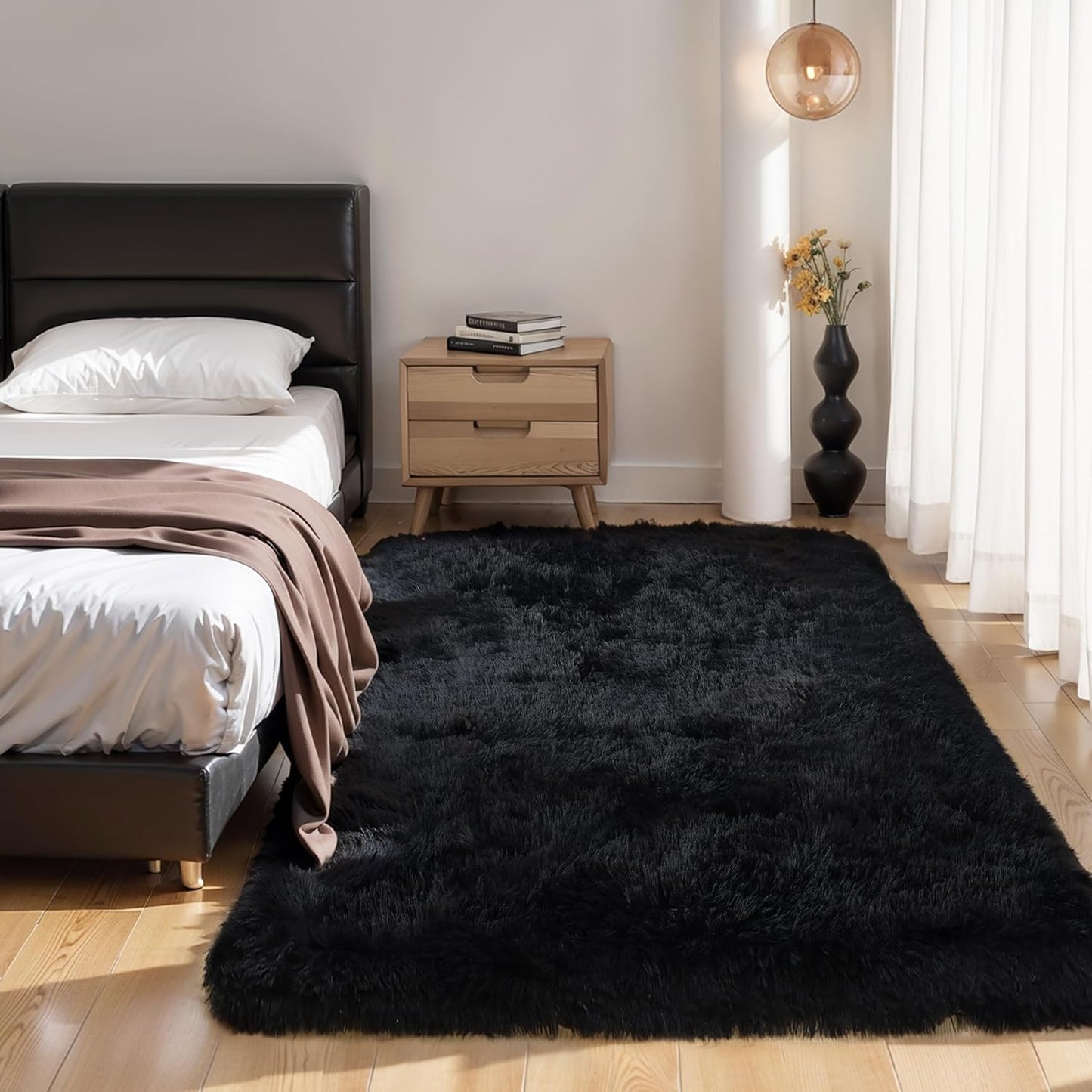 Pink Fluffy 4x6 Area Rugs for Bedroom Girls, Soft Washable Fuzzy Furry Shag Rug for Kids Room, Nursery, Dorm Decor, Cute Plush Carpet for Baby Toddler